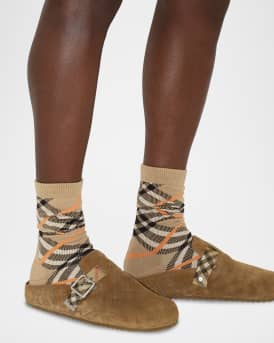 Men's Urchin Suede Check-Embossed Clogs