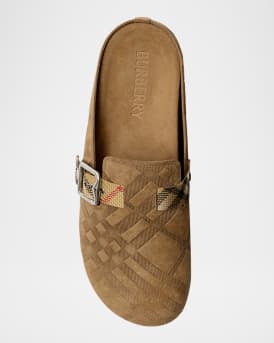 Men's Urchin Suede Check-Embossed Clogs