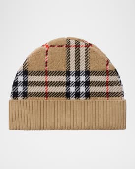 Kid's Toweling Check Beanie, Size S-M