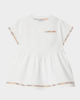 Girl's Lea Check Short-Sleeve Dress & Bloomers, Size Newborn-18M