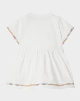 Girl's Lea Check Short-Sleeve Dress & Bloomers, Size Newborn-18M