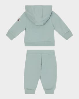 Boy's M Logo Embroidered Zip-Front Hoodie & Joggers, Size 3M-3