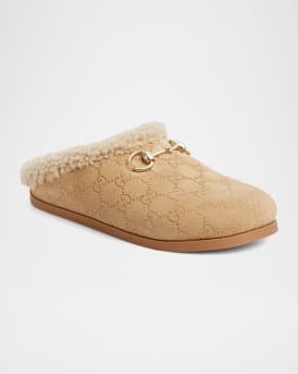 New Sol Suede Shearling Horsebit Mules