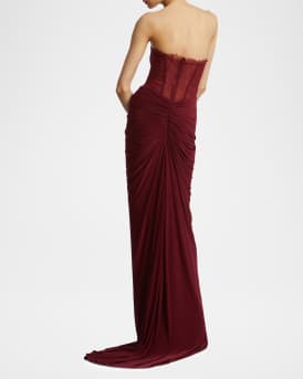Strapless Lace & Jersey Gown