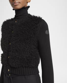 Combo Curly Wool-Blend Cardigan