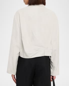 Suede Draped Bomber Jacket