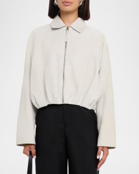Suede Draped Bomber Jacket