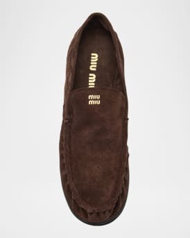 Suede Ruched Mocassin Loafers