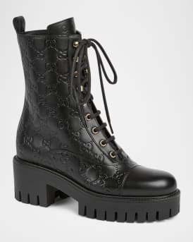 New Marmont GG Interlock Leather Combat Boots