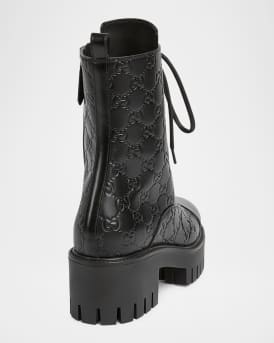 New Marmont GG Interlock Leather Combat Boots