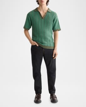 Men's Johnny Collar Chevron Knit Polo Shirt