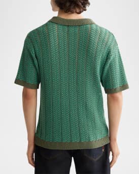 Men's Johnny Collar Chevron Knit Polo Shirt