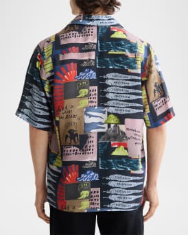 Men's Relaxed-Fit Tencel Graphic Short-Sleeve Shirt