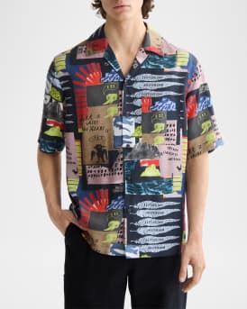 Men's Relaxed-Fit Tencel Graphic Short-Sleeve Shirt