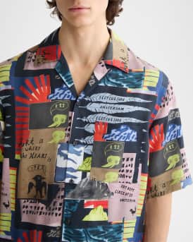 Men's Relaxed-Fit Tencel Graphic Short-Sleeve Shirt