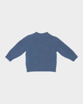 Boy's Ski Teddy Bear Crewneck Knit Sweater, Size 6M-3