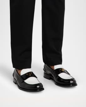 Men's Two-Tone Leather Rubber-Sole Loafers