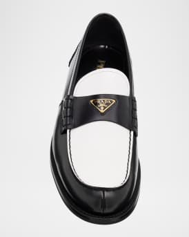 Men's Two-Tone Leather Rubber-Sole Loafers