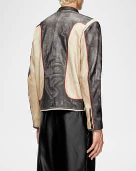 Men's L-Evert Leather Color Block Moto Jacket