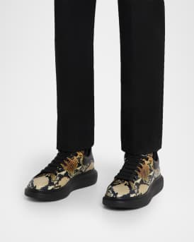 Men's Oversized Python-Effect Leather Sneakers