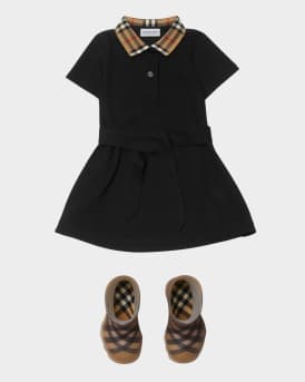 Girl's Astrid Check Polo Shirtdress, Size 6M-2T