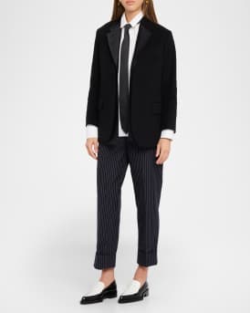 Pinstriped Backstrap Cropped Trousers