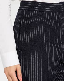 Pinstriped Backstrap Cropped Trousers