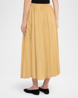 Pheo Ruched A-Line Organic Cotton Midi Skirt