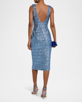 Sleeveless Sequin Midi Sheath Dress