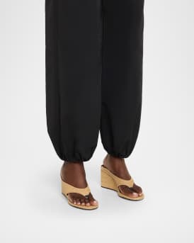 Raffia Wedge Thong Sandals