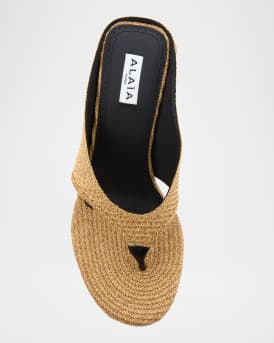 Raffia Wedge Thong Sandals