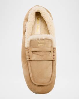 Shearling Lined Suede Penny Loafers