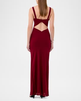 Calia Cutout Cowl-Neck Column Gown