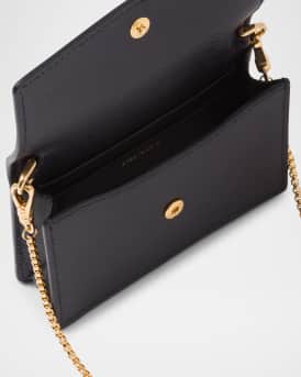 Saffiano Leather Card Holder with Shoulder Strap
