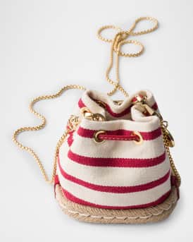 Stripe Fabric Mini-Pouch Crossbody Bag