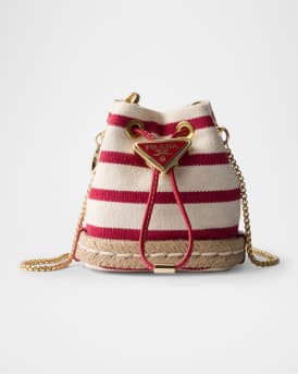 Stripe Fabric Mini-Pouch Crossbody Bag
