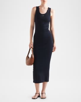 Triangle Cotton Rib Knit Midi Tank Dress