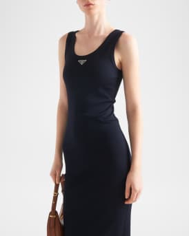 Triangle Cotton Rib Knit Midi Tank Dress