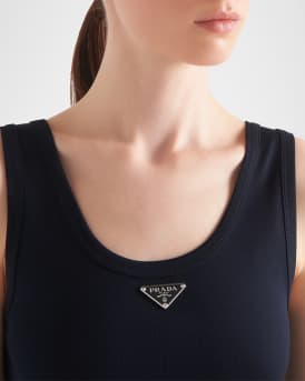 Triangle Cotton Rib Knit Midi Tank Dress