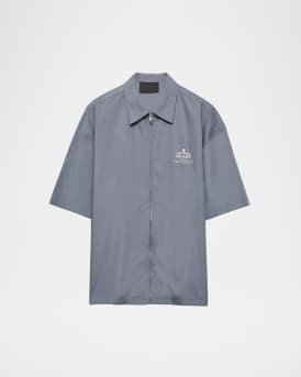 Prada Men's Technical Cotton Zip-Up Shirt | Neiman Marcus