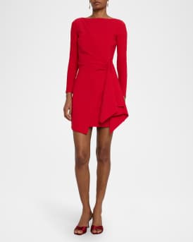 Draped Boat-Neck Mini Dress