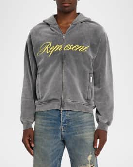 Men's Cotton Script Logo Full-Zip Hoodie