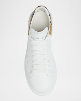 Men's Oversized Leather and Snake-Effect Low-Top Sneakers