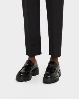 Platform Leather Triangle Logo Loafers