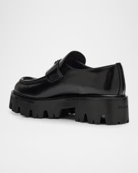 Platform Leather Triangle Logo Loafers