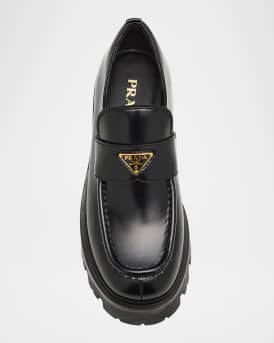 Platform Leather Triangle Logo Loafers