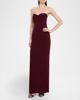 Strapless Diamante Bust Light Cady Gown