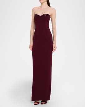 Strapless Diamante Bust Light Cady Gown