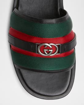 Men's Maverik Web Slide Sandals with Interlocking G