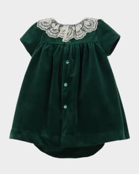 Girl's Velvet Float Dress with Bloomers, Size 6M-24M